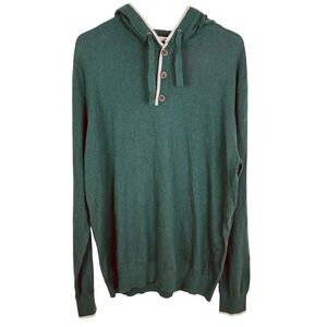 Hawker Rye NWT Forest Green Hooded Pullover Sweater Cotton Cashmere